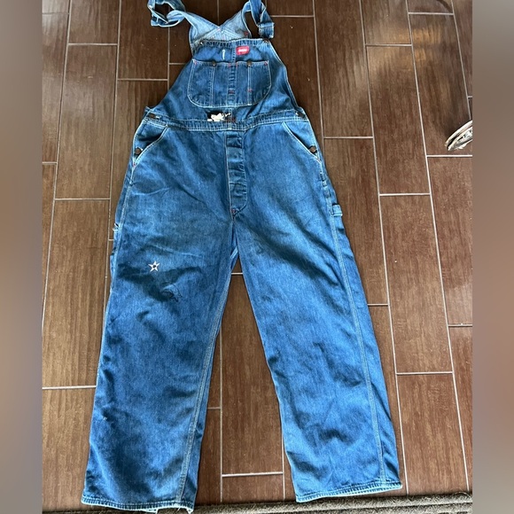 Vintage Dickies Overalls 40x29 – Painted Embroidered Moon Grunge - Picture 1 of 6